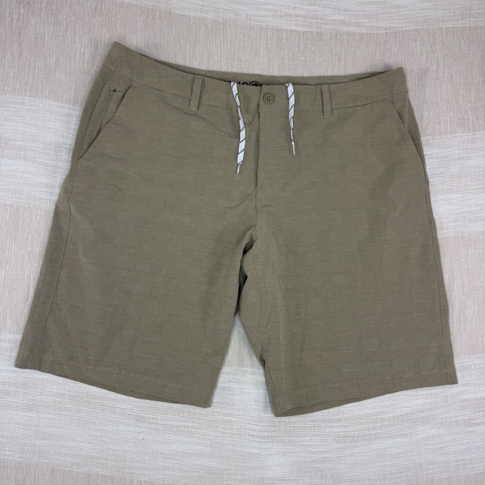 Hang Ten Men's Hybrid WalkShort Sz 42 Khaki Board Shorts Tan 4-Way Stretch